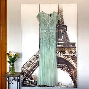 Adriana Papell Beaded gown with cap sleeves